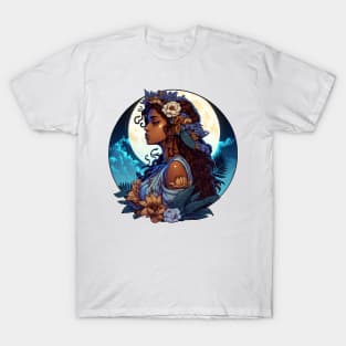 Hina Hawaiian Goddess of the Moon Illustration Mythology T-Shirt